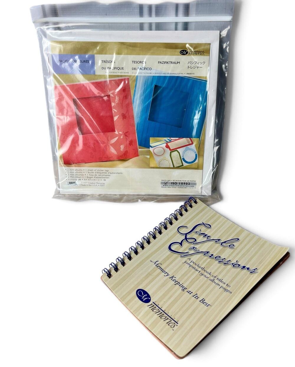 New Creative Memories Pacific Treasures 2 Mini Albums 6.5” & Journal Prompt Book